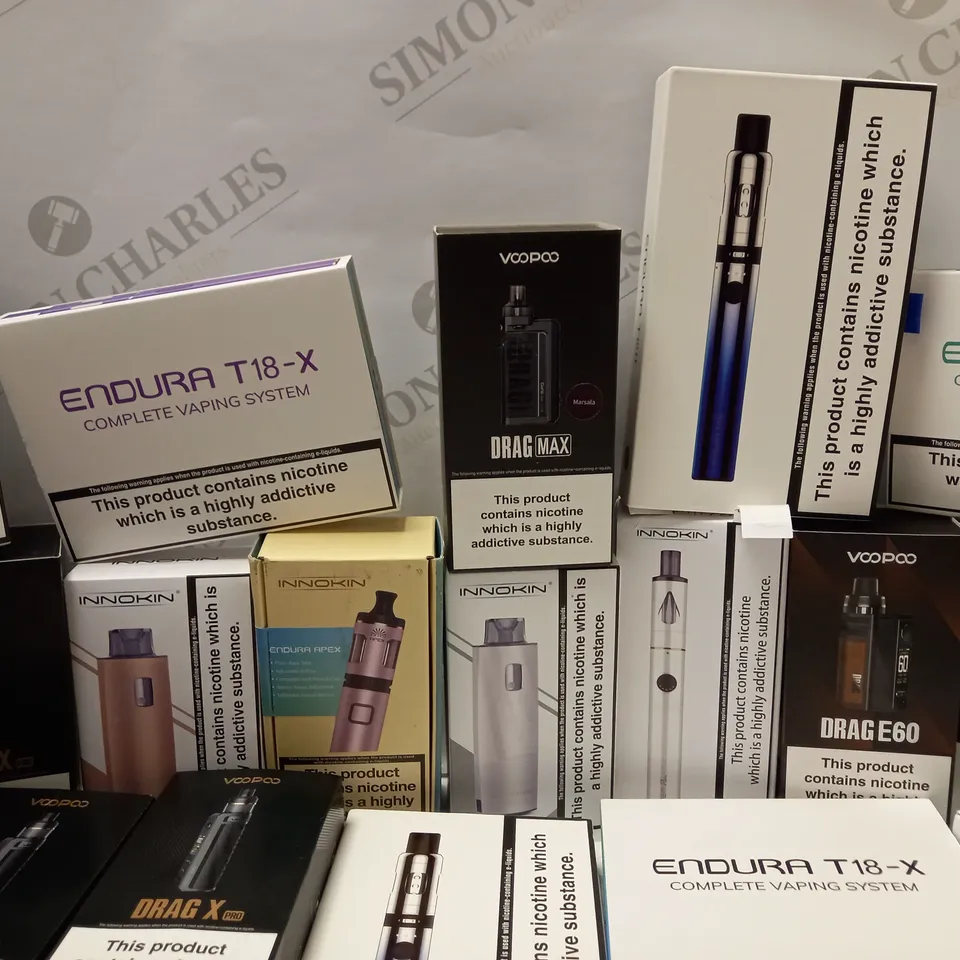 LOT OF APPROX 29 TO INCLUDE INNOKIN ENDURA APEX , VOOPOO DRAG MAX , ENDURA T18II , COOLFIRE Z50 ZLIDE , ETC