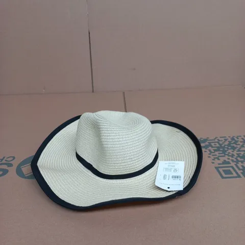 JOHN LEWIS KIDS STRAW SUN HAT – AGES 6-8, CREAM WITH NAVY BAND