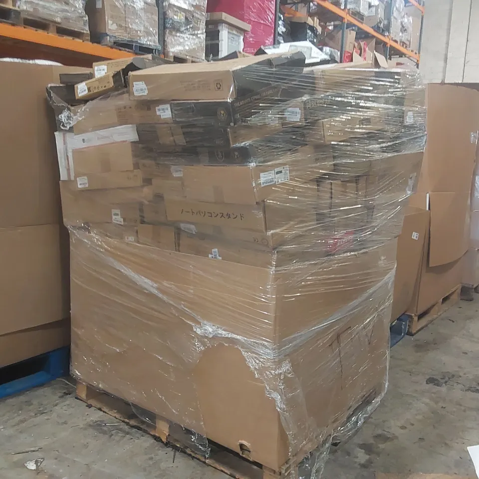 PALLET CONTAINING A LARGE QUANTITY OF ASSORTED TV MOUNTS AND SECURITY TABLET KIOSK ECT