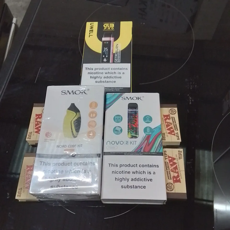 PALLET CONTAINING A LARGE QUANTITY OF TOBACCO PRODUCTS TO INCLUDE;VAPE CARTRIDGES,HERB GRINDERS,E-CIGARETTE,NICOTINE CHEWING GUM,CERAMIC BOWL,ROLLING PAPERS,E-CIGARETTE LIQUIDS