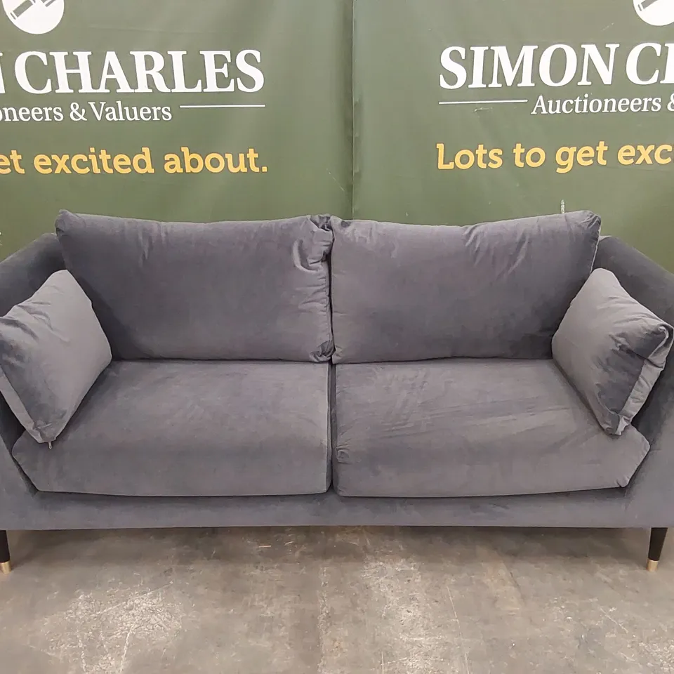 DANETTI ELSIE 3 SEATER SOFA VELVET SOFA - DARK GREY VELVET