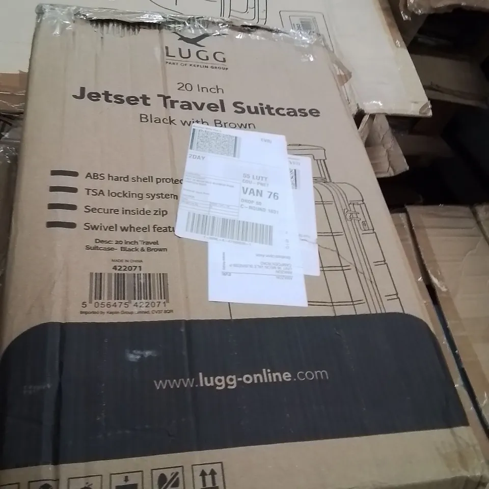 BOXED 20INCH JETSET BLACK WITH BROWN TRAVEL SUITCASE 