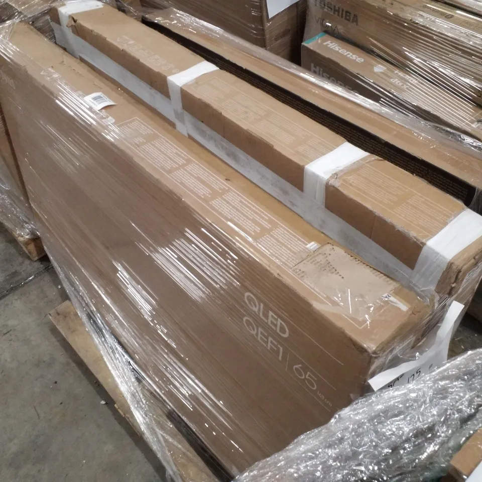 PALLET OF FIVE ASSORTED WAREHOUSE DAMAGED TV'S TO INCLUDE;