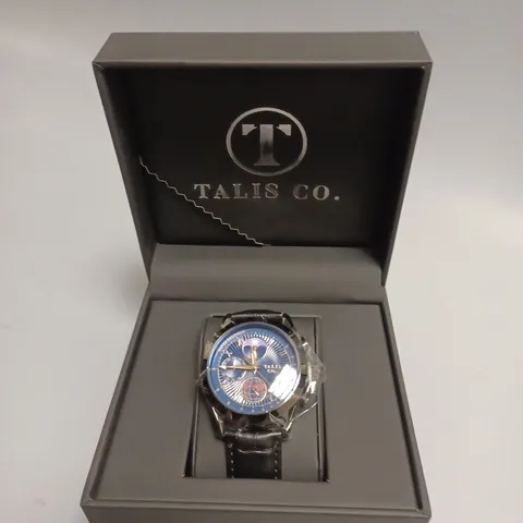 MENS TALIS CO 7120 CHRONOGRAPH WATCH β MOON PHASE MOVEMENT β GENUINE LEATHER STRAP
