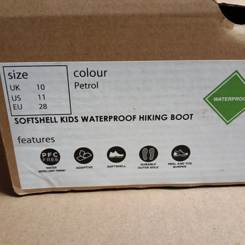 MOUNTAIN WAREHOUSE SOFTSHELL KIDS WATERPROOF HIKING BOOTS – PETROL, UK 10 (EU 28)