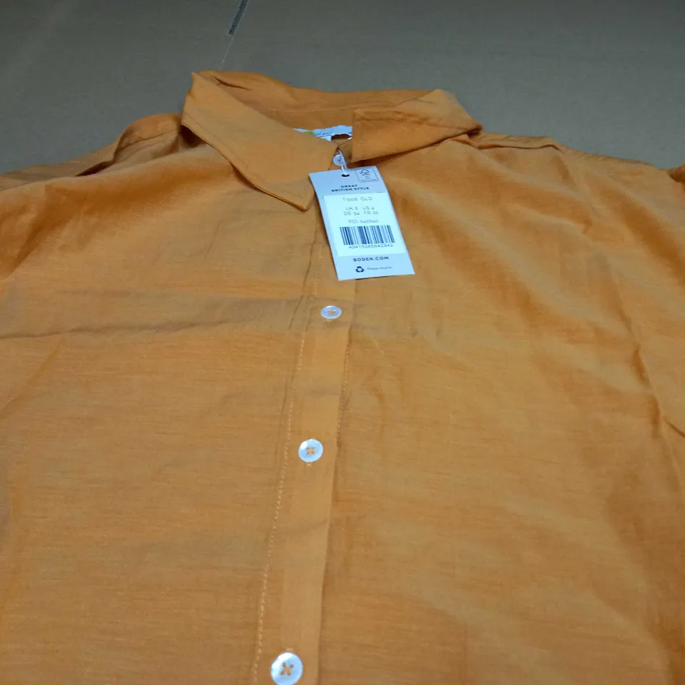 BODEN THIN BUTTON UP LONG SLEEVE T1208 SJIRT ORANGE - UK 8