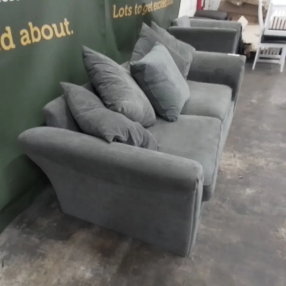 DESIGNER GREY FABRIC THREE SEATER SOFA