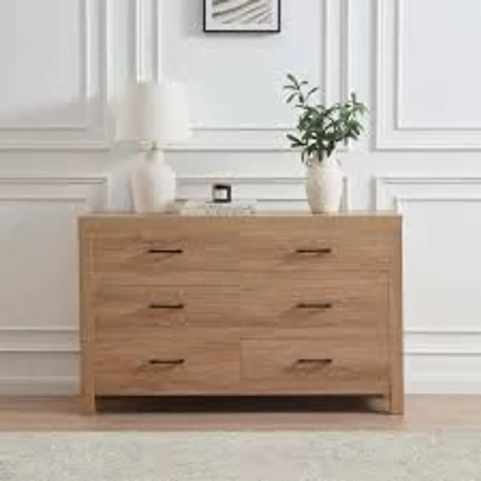 BOXED DUSK PIPER 6 DRAWER CHEST - LIGHT WOOD (1 BOX)