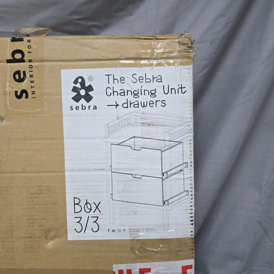 SEBRA CHANGING UNIT DRAWERS – NURSERY FURNITURE - ONE BOX ONLY