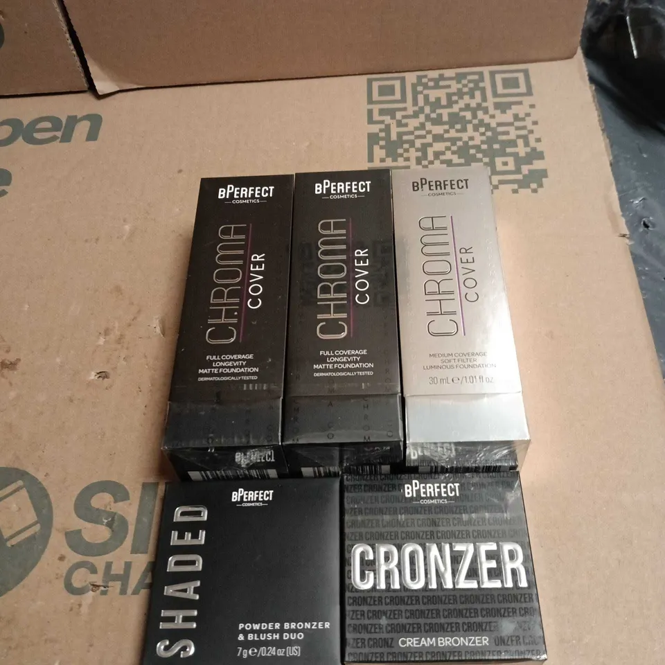 5 X ASSORTED BPERFECT COSMETIC ITEMS TO INCLUDE MATTE FOUNDATION, CREAM BRONZER ETC