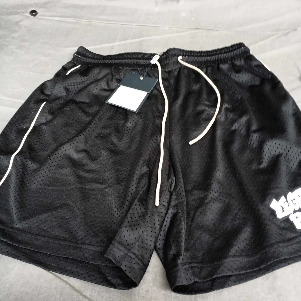 LEGENDE PARIS ICE CREAM MESH SHORTS - BLACK, MEN'S UK SIZE M 