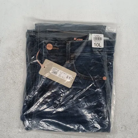 BAGGED RIVER ISLAND HIGH RISE FLARE DENIM JEANS IN DARK INDIGO SIZE 10L
