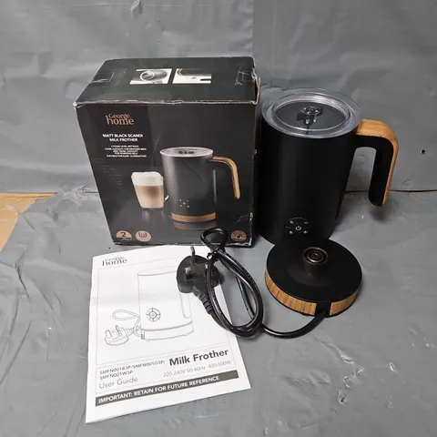 BOXED GEORGE HOME SCANDI MILK FROTHER IN MATT BLACK & WOOD EFFECT