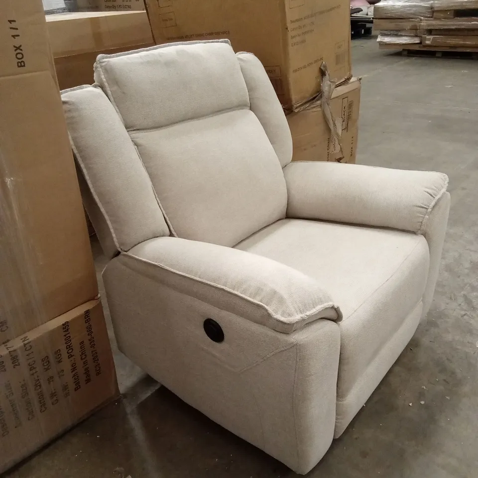 DESIGNER FABRIC RECLINER ARMCHAIR - BEIGE 