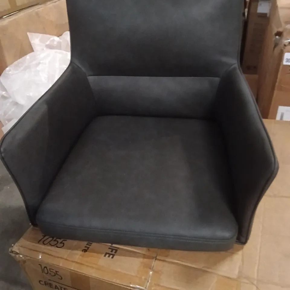 BOXED SET OF 2 FAUX LEATHER DINING CHAIRS