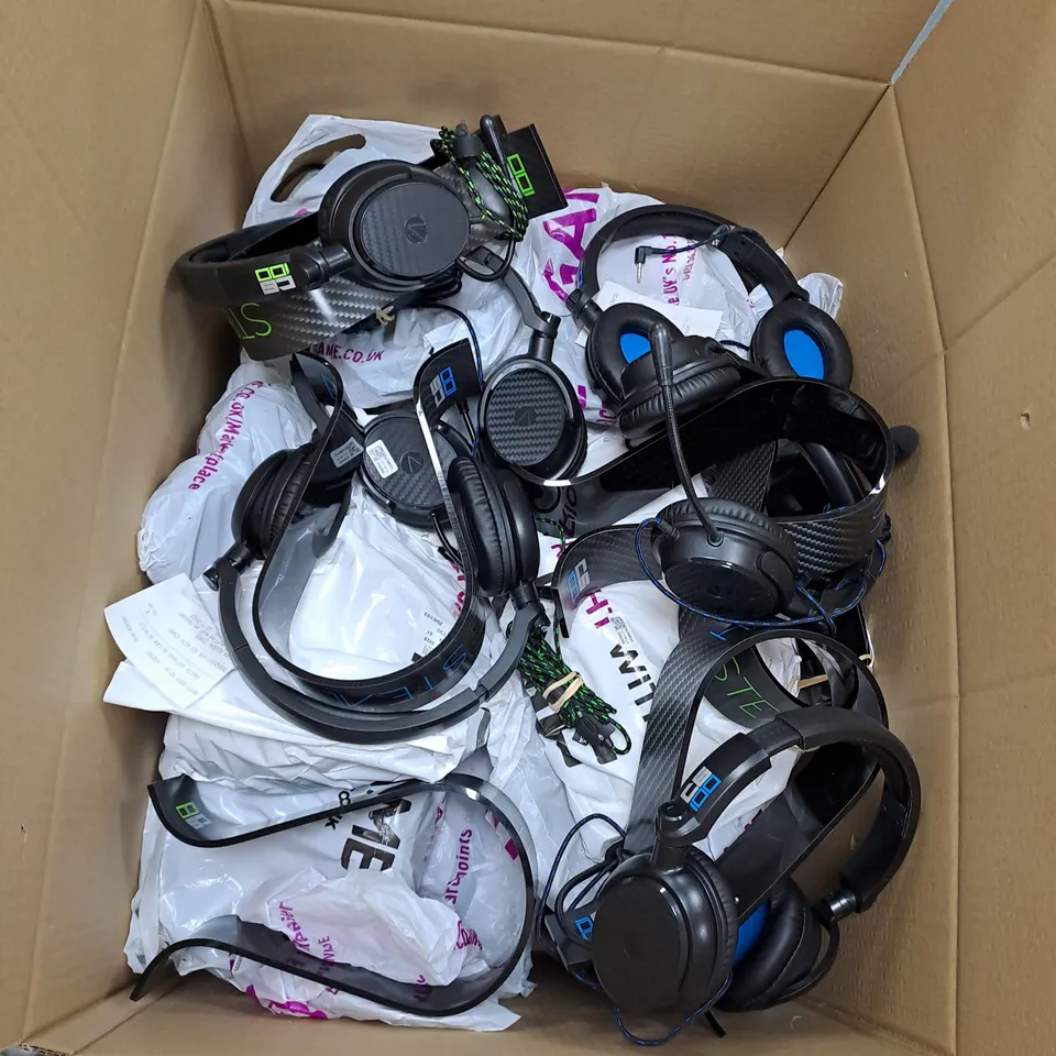 LARGE BOX OF ASSORTED GAMING HEADPHONES FOR XBOX AND PLAYSTATION