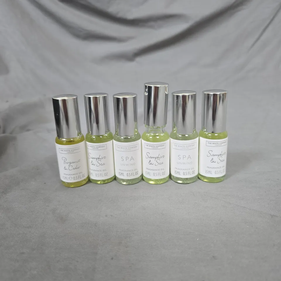 THE WHITE COMPANY FRAGRANCE OILS – SPA UNWIND & BERGAMOT & CEDAR, 6 X 15ML