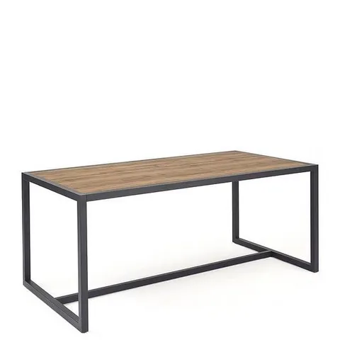 BOXED HARLEM MID OAK AND METAL 180cm DINING TABLE (1 BOX)