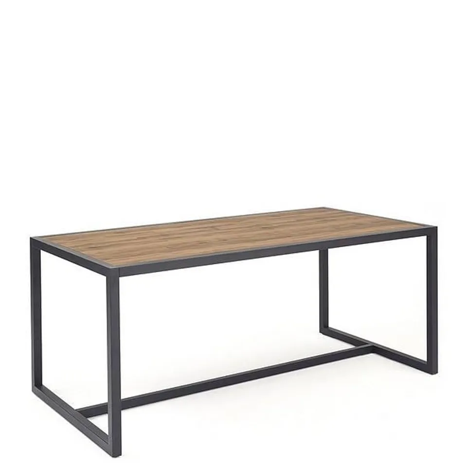 BOXED HARLEM MID OAK AND METAL 180cm DINING TABLE (1 BOX)
