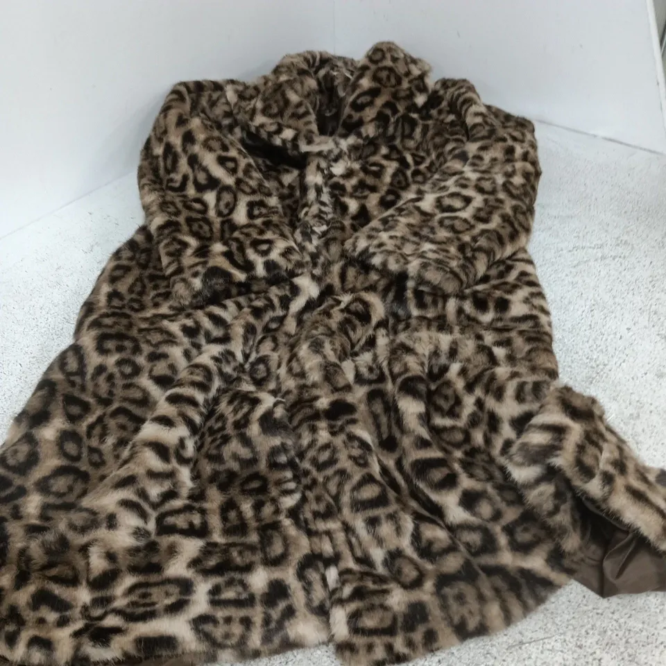 HELEN BERMAN LONDON LEOPARD PRINT FAUX FUR COAT – UK 8 (MADE IN ENGLAND)