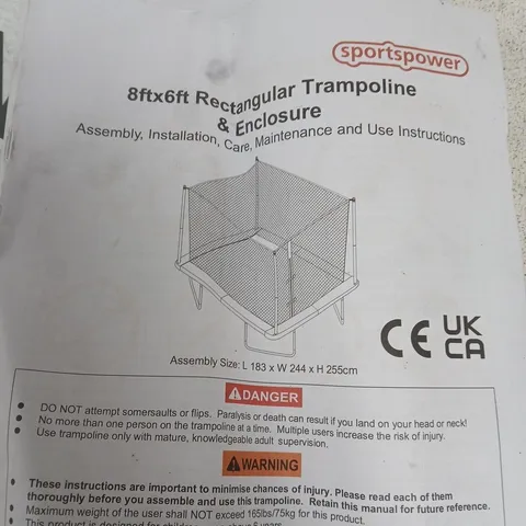 SPORTSPOWER 8FTX6FT RECTANGULAR TRAMPOLINE & ENCLOSURE PARTS