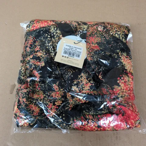BAGGED GIRL IN MIND PRISCILLA RUCHED DETAIL MIDI DRESS IN ORANGE PRINT - SIZE 10