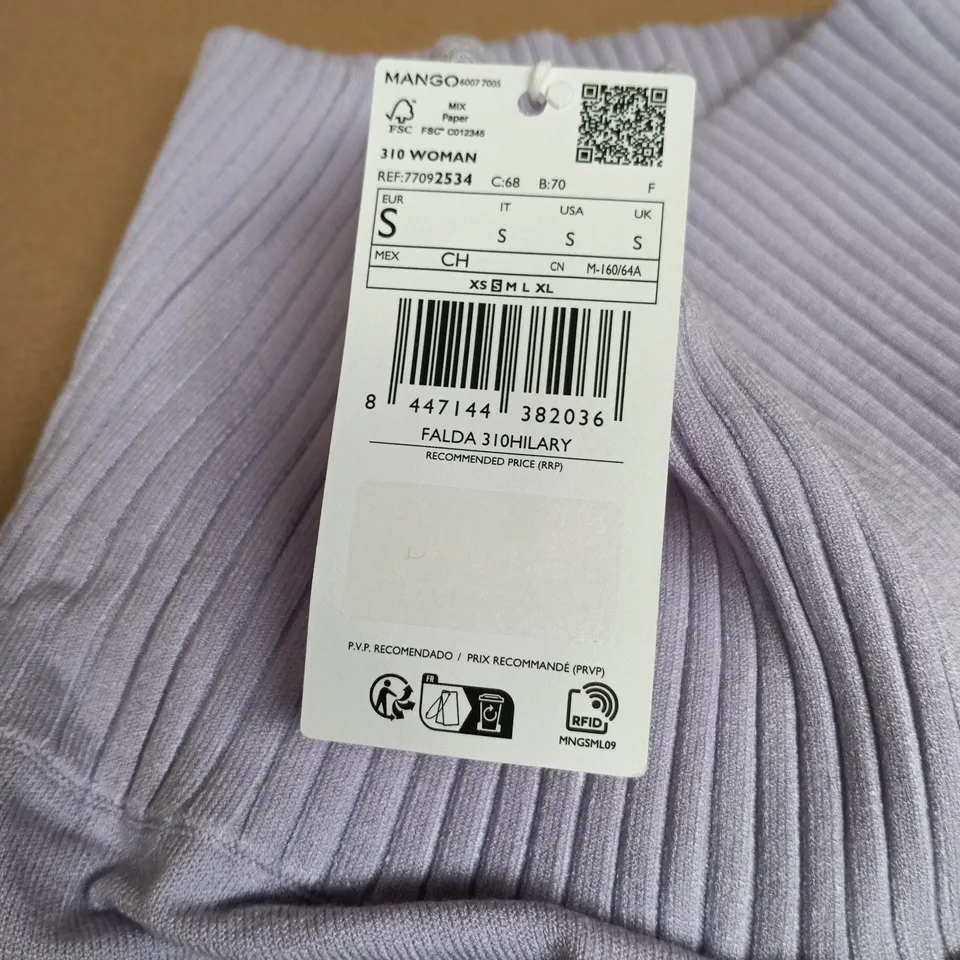 MANGO WOMEN'S SKIRT 310 HILARY – LAVENDER KNIT, UK SIZE S TAGGED