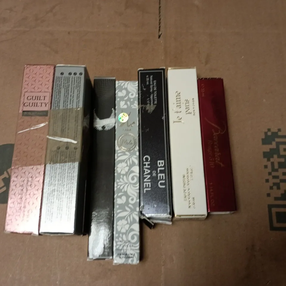 LOT OF 9 ASSORTED BOXED EAU DE PARFUMS TO INCLUDE BLUE DE CHANEL, GUILT GUILTY AND LARA MOLI