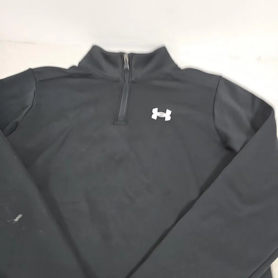 UNDER ARMOUR BLACK LONG-SLEEVE QUARTER-ZIP TOP – SIZE YOUTH L
