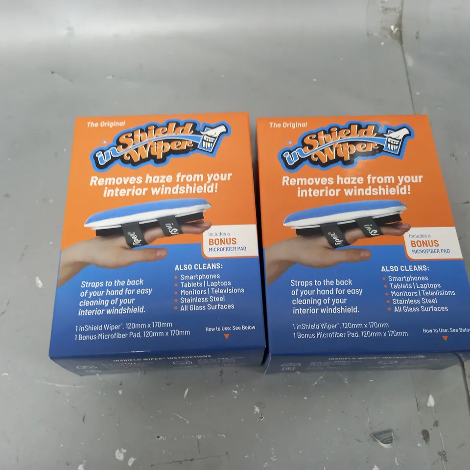 BOXED INSHIELD WIPER SET OF 2 MULTI-USE MICROFIBRE CLEANSERS
