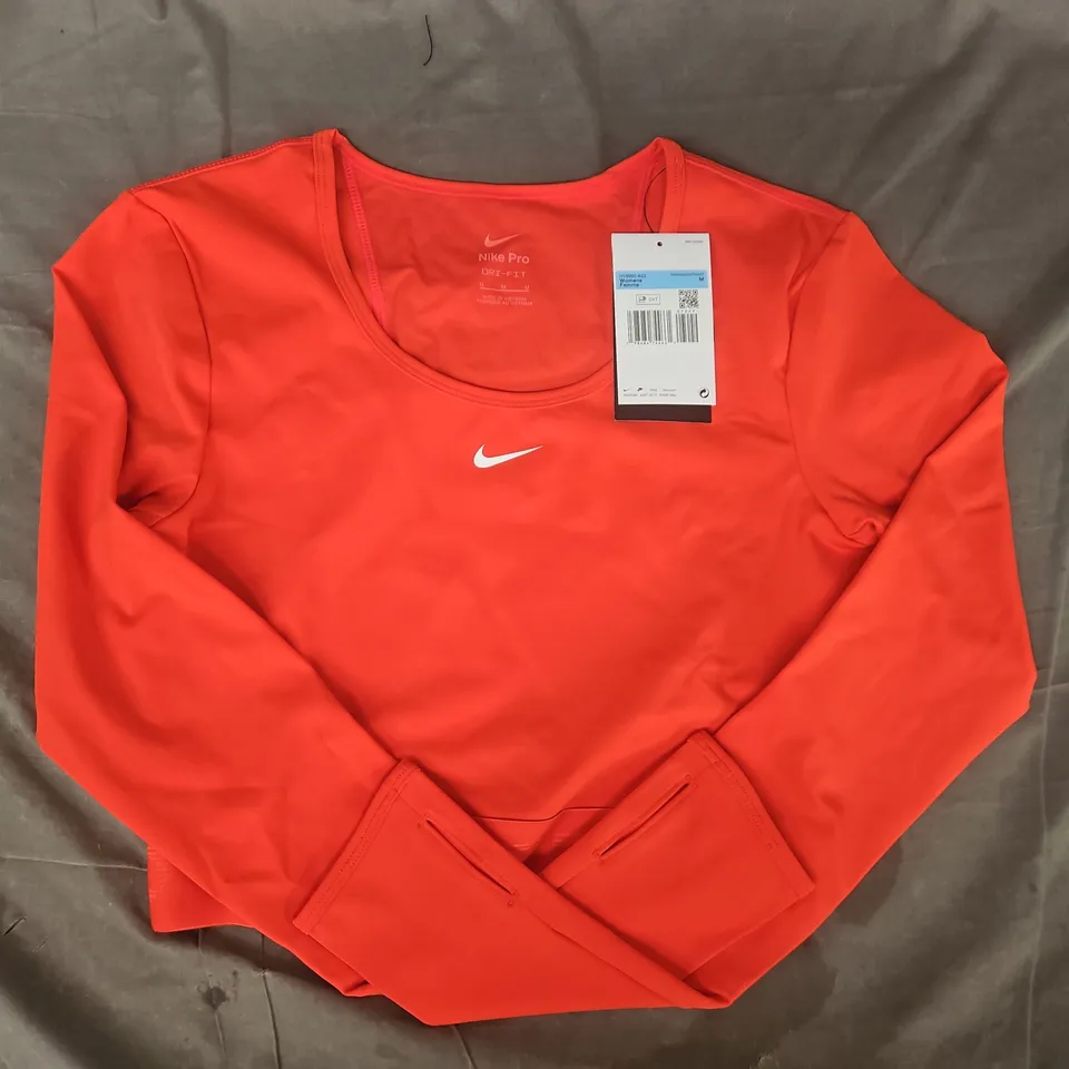 NIKE PRO LONG SLEEVE TOP IN RED SIZE MEDIUM