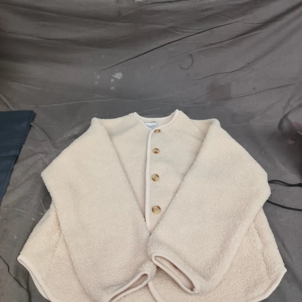 UNIQLO KIDS' CREAM SHERPA FLEECE COAT – XS, BUTTON FRONT