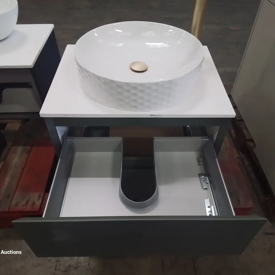 DESIGNER GREY 2-DRAWER BATHROOM SINK UNIT 