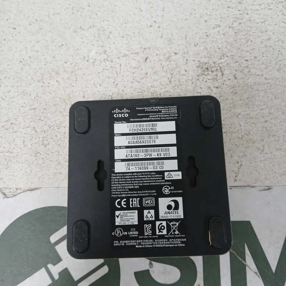 CISCO ATA192 2-PORT ANALOG TELEPHONE ADAPTER (VOIP)