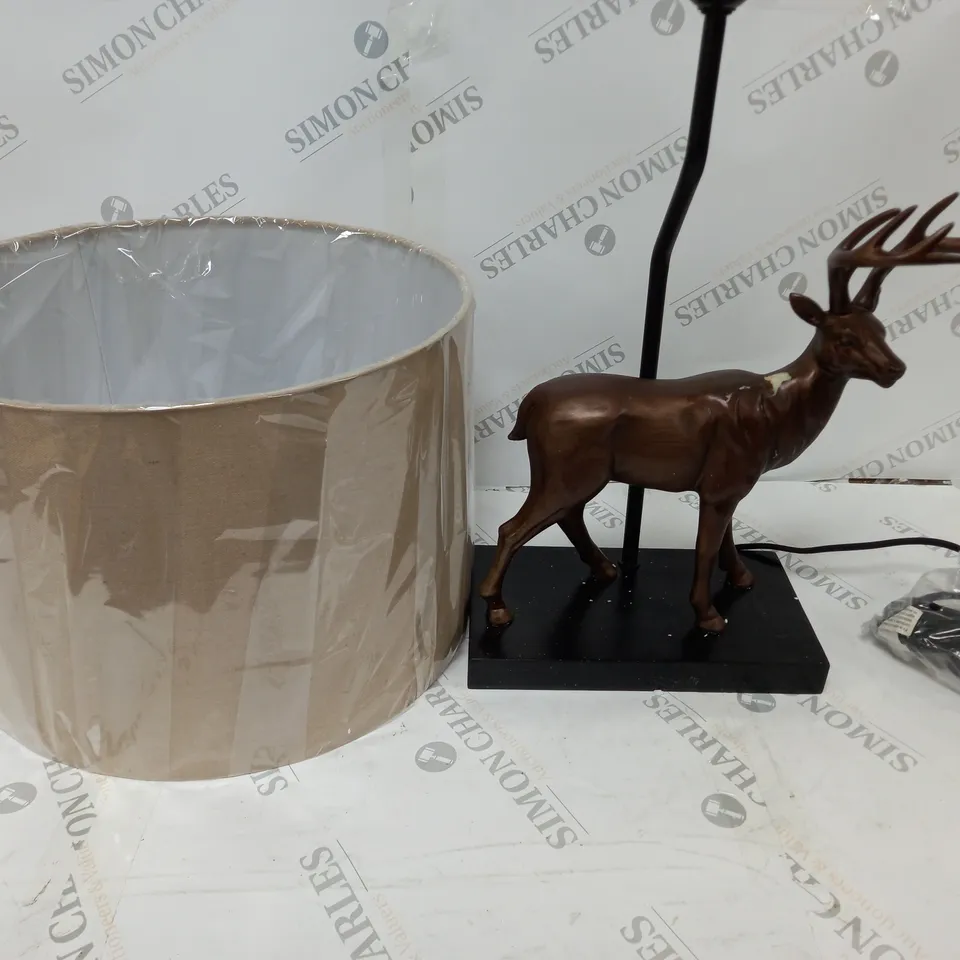 ALISON CORK ANIMAL TABLE LAMP - BRASS STAG