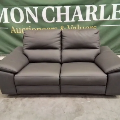 QUALITY DESIGNER 2 SEATER FAUX LEATHER ELECTRIC RECLINING GREEN/GREY SOFA