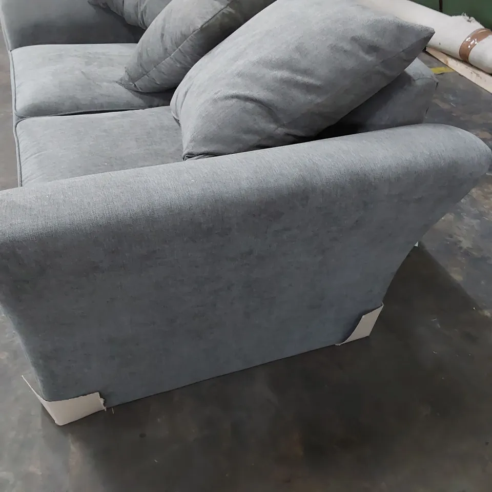 DESIGNER DURY TWO SEATER SOFA WITH SCATTER CUSHIONS GREY FABRIC 