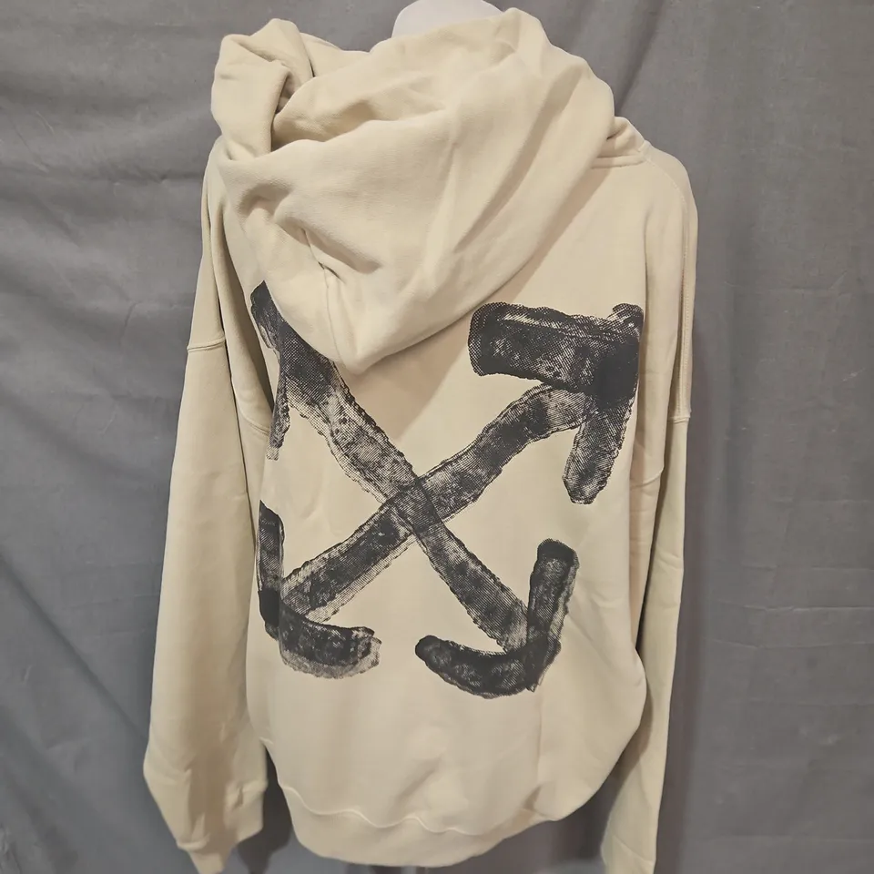 OFF-WHITE SKATE HOODIE – CREME BRULEE, SIZE L
