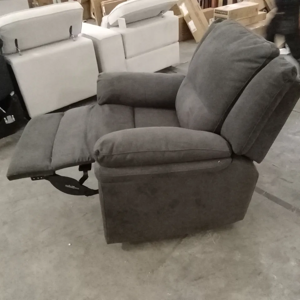 ALBION CHENILLE HIGH BACK MANUAL RECLINER ARMCHAIR - CHARCOAL RRP £479