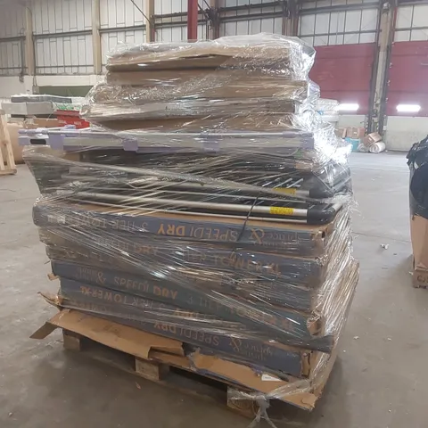 PALLET CONTAINING A VERY LARGE QUANTITY OF ASSORTED ITEMS INCLUDING: SPRING & SPRUCE SPEEDI DRY 3 TIER CLOTHES AIRERS, HIGHLANDS ELECTRIC CLOTHES AIRERS ECT