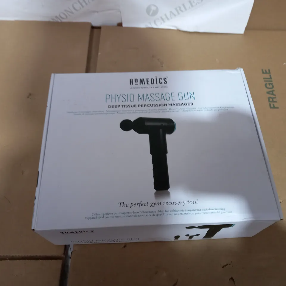 BOXED HOMEDICS PHYSIO MASSAGE GUN DEEP TISSUE MASSAGER