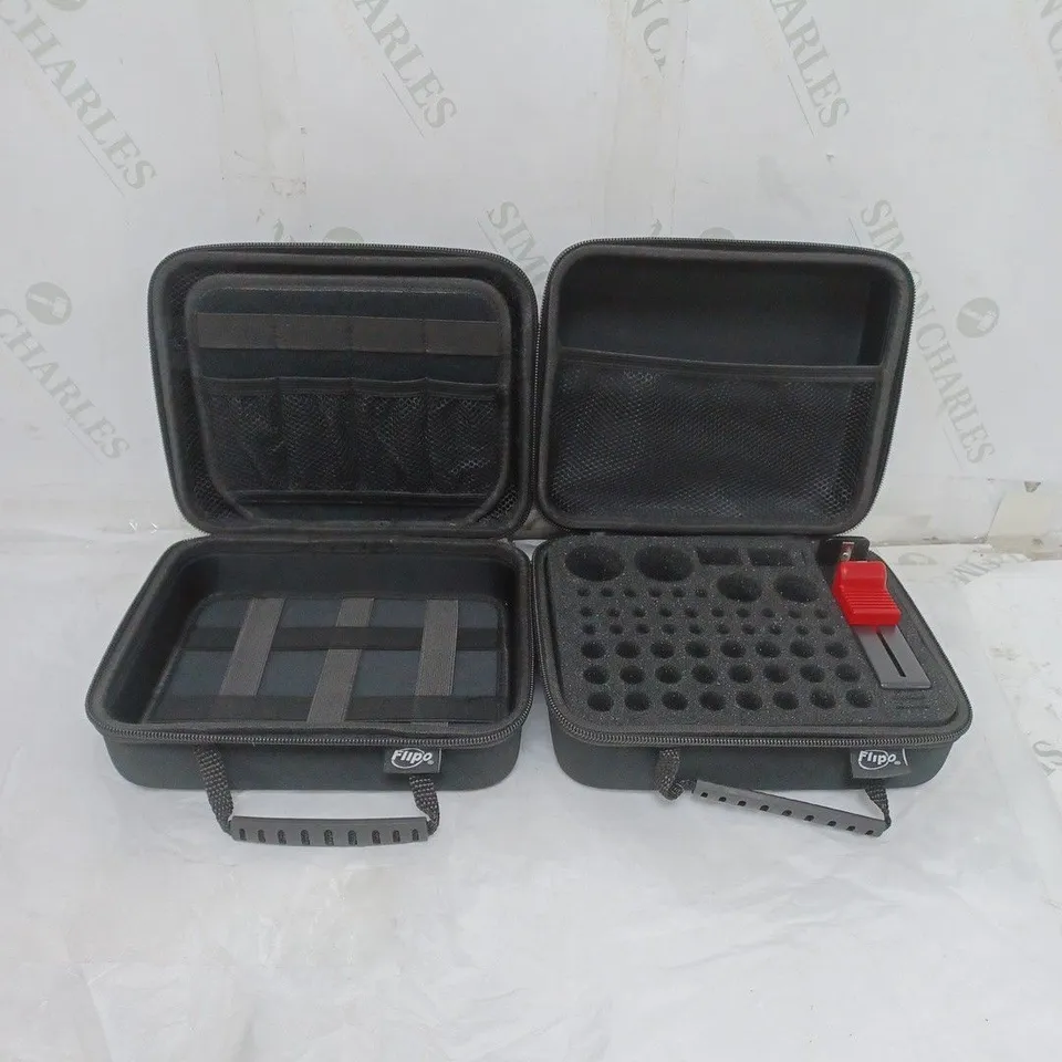 BOXED LOT OF 2 BATTERY STORAGE CASES BLACK BY FLIPO