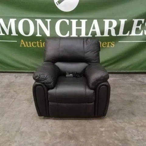 LEIGHTON LEATHER/FAUX LEATHER HIGH BACK POWER RECLINER ARMCHAIR - BLACK