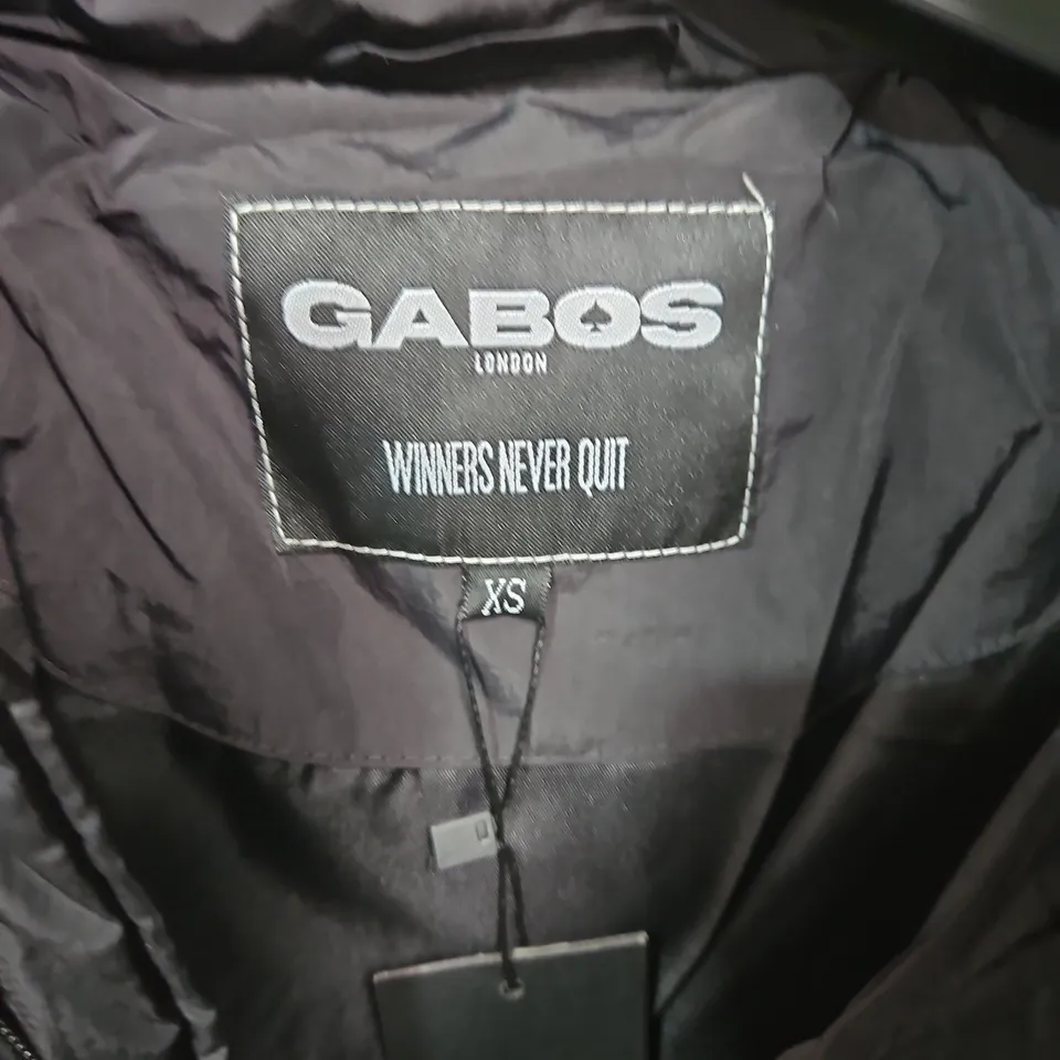 GABOS LONDON PUFFER JACKET – BLACK, HOODED, XS