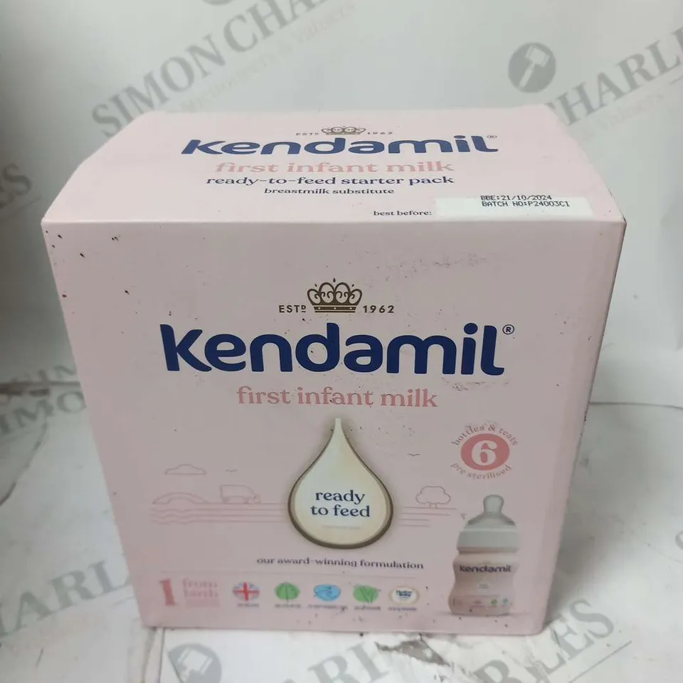 TWO BOXES OF KENDAMIL FIRST INFANT MILK READY TO FEED FROM BIRTH 6 BOTTLES AND TEATS PER BOTTLE