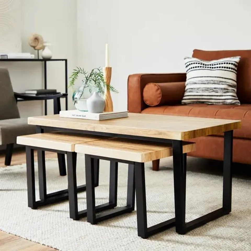 BOXED FREDDIE COFFEE NEST OAK EFFECT 