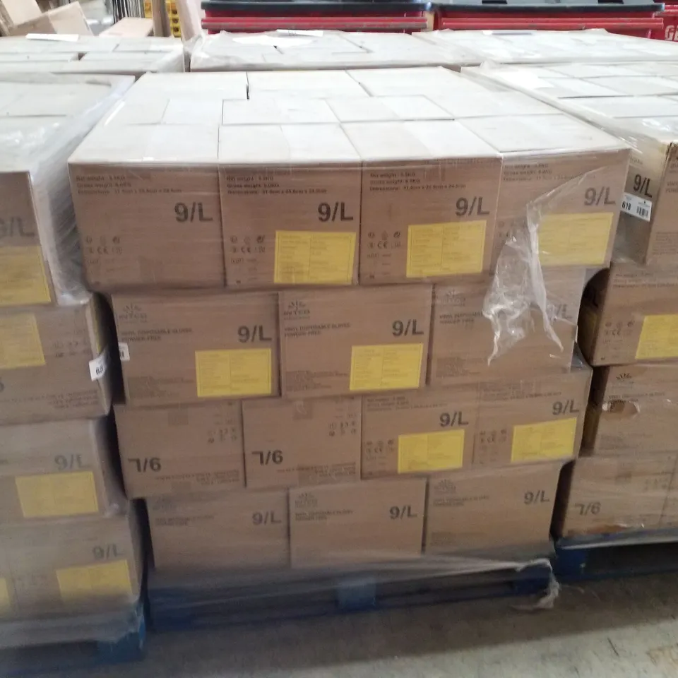 PALLET OF APPROXIMATELY 56 INTCO VINYL DISPOSABLE GLOVES 100PK BOXES - LARGE