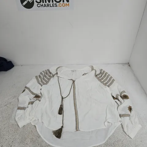 APRICOT WHITE EMBROIDERED BLOUSE, UK 12