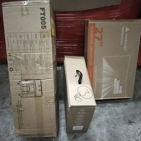 PALLET OF HOUSEHOLD ITEMS TO INCLUDE TRAMPOLINE, TURNTABLE SYSTEM, 27 INCH GAMING MONITOR AND OTHER ASSORTED ITEMS ...