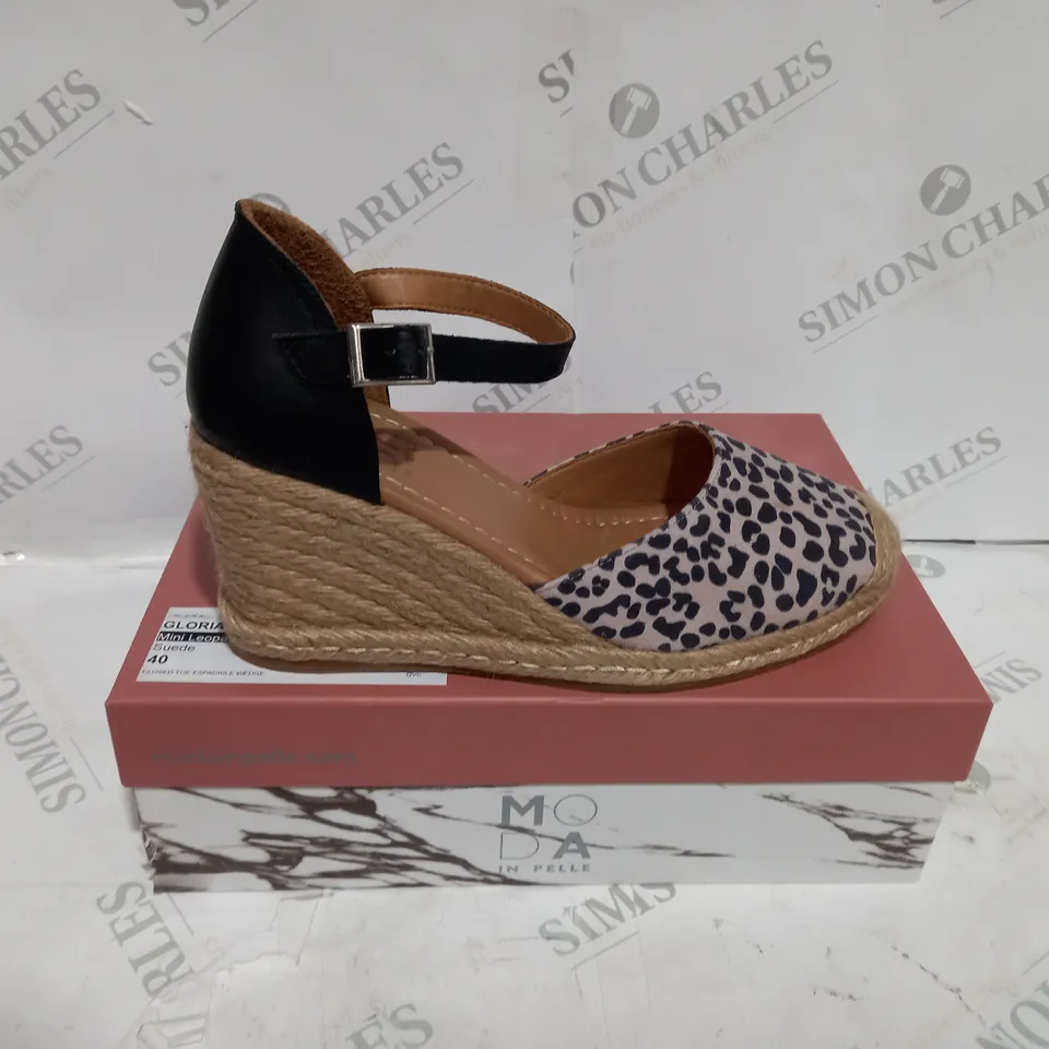 BOXED MODA GLORIA MINI LEOPARD WEDGE SHOES SIZE 40